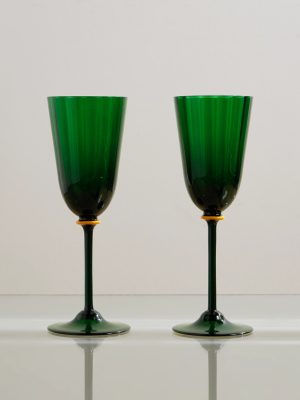 Rainbow Set of Two Murano Glass Wine Glasses Rainbow Set of Two Murano Glass Wine Glasses