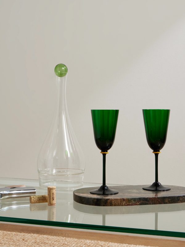 Rainbow Set of Two Murano Glass Wine Glasses - OU Rainbow Set of Two Murano Glass Wine Glasses - OU