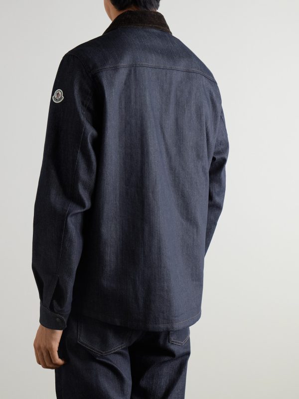 Corduroy-Trimmed Denim Jacket - BK Corduroy-Trimmed Denim Jacket - BK