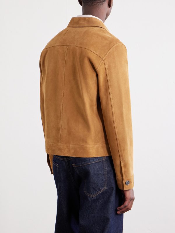 Logo-Embossed Suede Jacket - BK Logo-Embossed Suede Jacket - BK