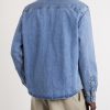 Button-Down Collar Logo-Embroidered Denim Shirt - BK