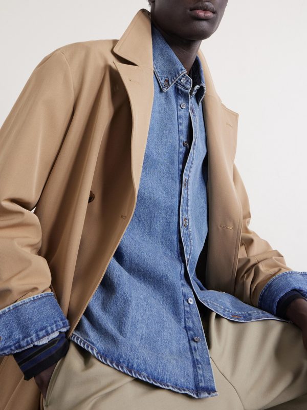 Button-Down Collar Logo-Embroidered Denim Shirt - CU