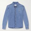 Button-Down Collar Logo-Embroidered Denim Shirt