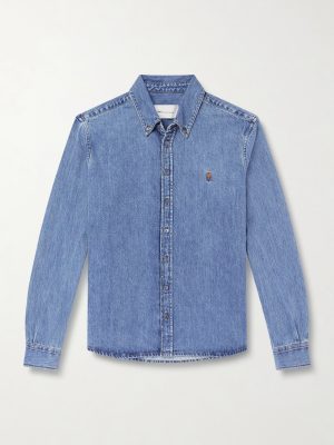 Button-Down Collar Logo-Embroidered Denim Shirt Button-Down Collar Logo-Embroidered Denim Shirt