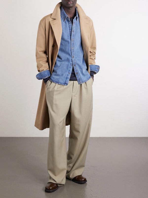 Button-Down Collar Logo-Embroidered Denim Shirt - OU