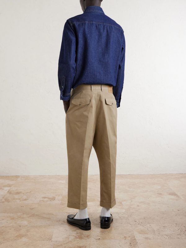 Carrot Tapered Pleated Cotton-Gabardine Trousers - BK Carrot Tapered Pleated Cotton-Gabardine Trousers - BK