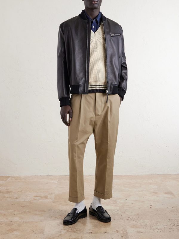Carrot Tapered Pleated Cotton-Gabardine Trousers - OU Carrot Tapered Pleated Cotton-Gabardine Trousers - OU