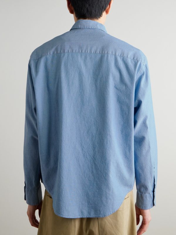 Button-Down Collar Logo-Embroidered Cotton-Chambray Shirt - BK Button-Down Collar Logo-Embroidered Cotton-Chambray Shirt - BK