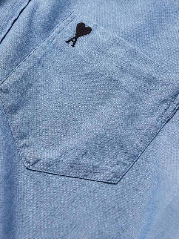 Button-Down Collar Logo-Embroidered Cotton-Chambray Shirt - CU Button-Down Collar Logo-Embroidered Cotton-Chambray Shirt - CU