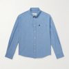Button-Down Collar Logo-Embroidered Cotton-Chambray Shirt Button-Down Collar Logo-Embroidered Cotton-Chambray Shirt
