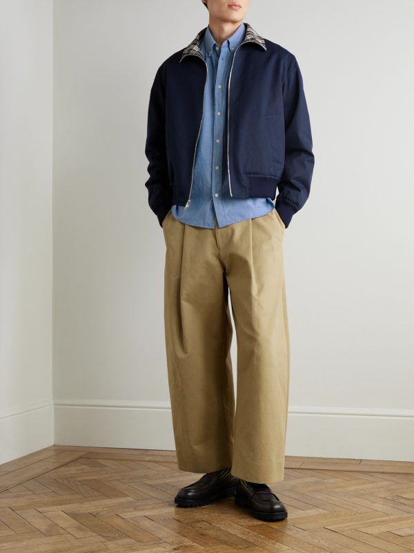Button-Down Collar Logo-Embroidered Cotton-Chambray Shirt - OU Button-Down Collar Logo-Embroidered Cotton-Chambray Shirt - OU