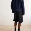 Low-Waist Wide-Leg Cotton Bermuda Shorts - BK Low-Waist Wide-Leg Cotton Bermuda Shorts - BK