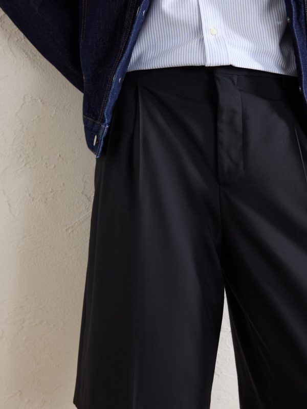 Low-Waist Wide-Leg Cotton Bermuda Shorts - CU Low-Waist Wide-Leg Cotton Bermuda Shorts - CU