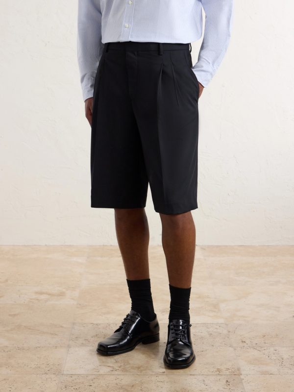 Low-Waist Wide-Leg Cotton Bermuda Shorts - FR Low-Waist Wide-Leg Cotton Bermuda Shorts - FR