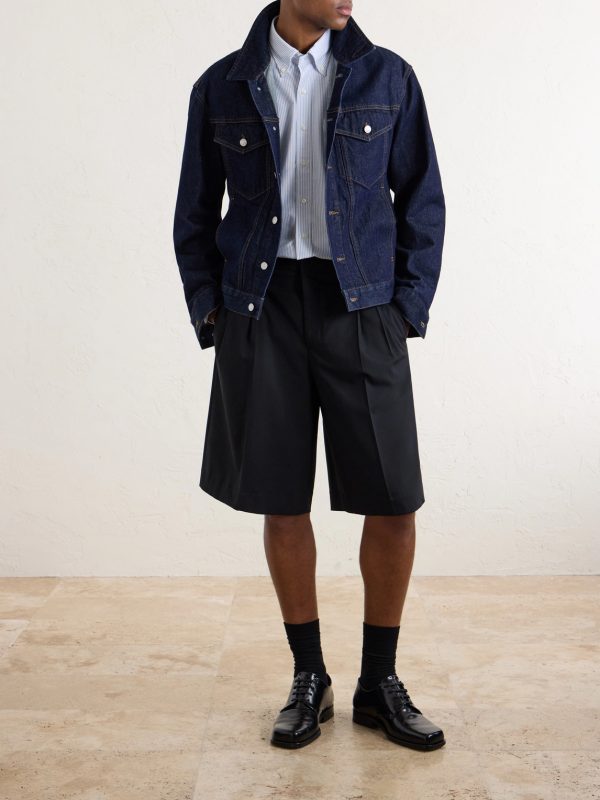 Low-Waist Wide-Leg Cotton Bermuda Shorts - OU Low-Waist Wide-Leg Cotton Bermuda Shorts - OU