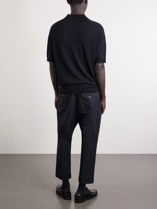 Carrot Cropped Tapered Pleated Cotton-Gabardine Trousers - BK Carrot Cropped Tapered Pleated Cotton-Gabardine Trousers - BK