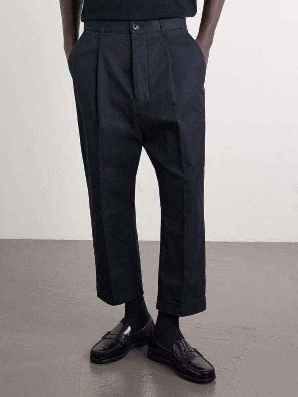 Carrot Cropped Tapered Pleated Cotton-Gabardine Trousers - FR Carrot Cropped Tapered Pleated Cotton-Gabardine Trousers - FR