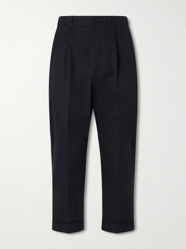 Carrot Cropped Tapered Pleated Cotton-Gabardine Trousers Carrot Cropped Tapered Pleated Cotton-Gabardine Trousers