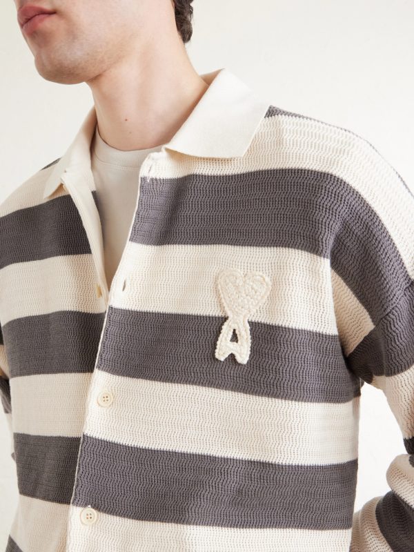 Logo-Embroidered Striped Knitted Cotton Cardigan - CU Logo-Embroidered Striped Knitted Cotton Cardigan - CU