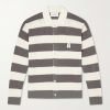 Logo-Embroidered Striped Knitted Cotton Cardigan Logo-Embroidered Striped Knitted Cotton Cardigan