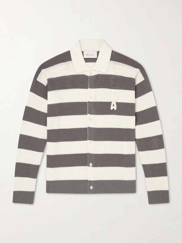 Logo-Embroidered Striped Knitted Cotton Cardigan Logo-Embroidered Striped Knitted Cotton Cardigan