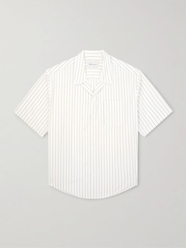 Logo-Embossed Striped Cotton-Poplin Shirt Logo-Embossed Striped Cotton-Poplin Shirt