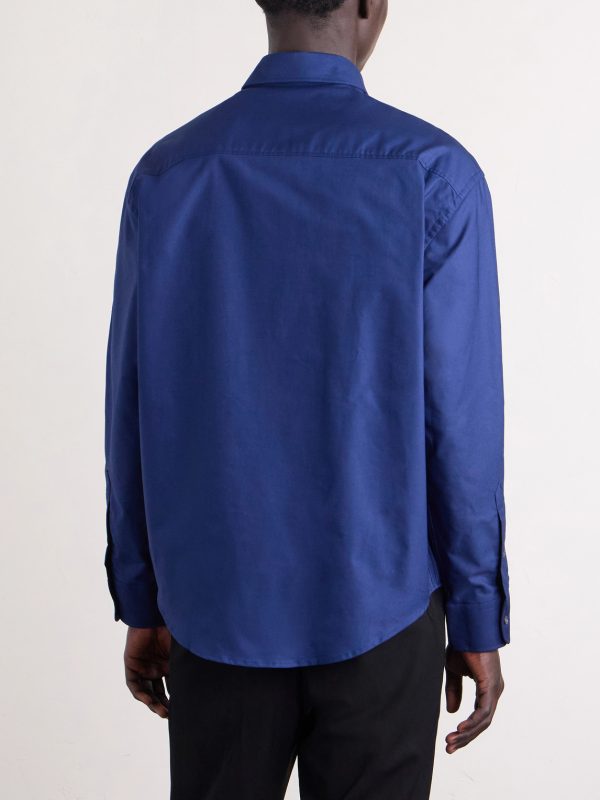 Button-Down Collar Logo-Embroidered Cotton-Poplin Shirt - BK Button-Down Collar Logo-Embroidered Cotton-Poplin Shirt - BK