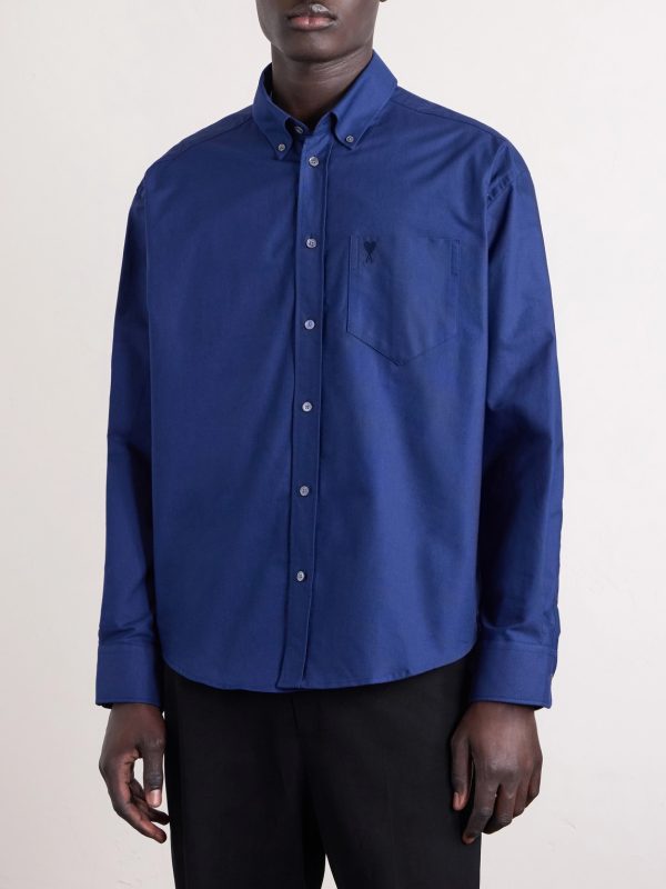Button-Down Collar Logo-Embroidered Cotton-Poplin Shirt - FR Button-Down Collar Logo-Embroidered Cotton-Poplin Shirt - FR