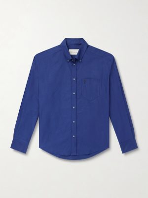Button-Down Collar Logo-Embroidered Cotton-Poplin Shirt Button-Down Collar Logo-Embroidered Cotton-Poplin Shirt