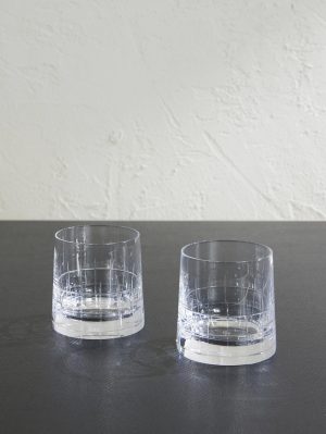 Graphik Set of Two Crystal Double Old Fashioned Glasses Graphik Set of Two Crystal Double Old Fashioned Glasses