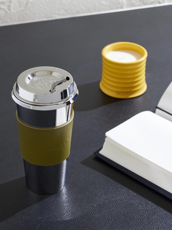 Leather-Trimmed Stainless Steel Coffee Cup - OU Leather-Trimmed Stainless Steel Coffee Cup - OU