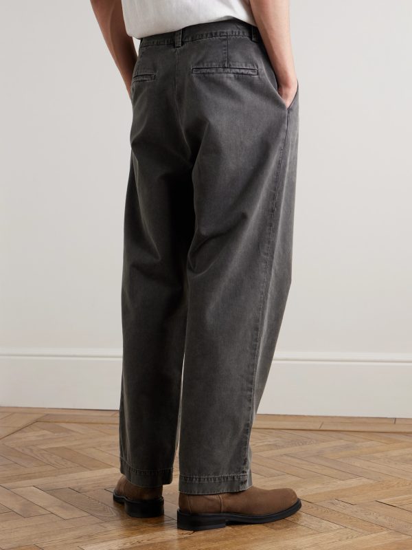 Slater Tapered Pleated Cotton-Twill Trousers - BK Slater Tapered Pleated Cotton-Twill Trousers - BK