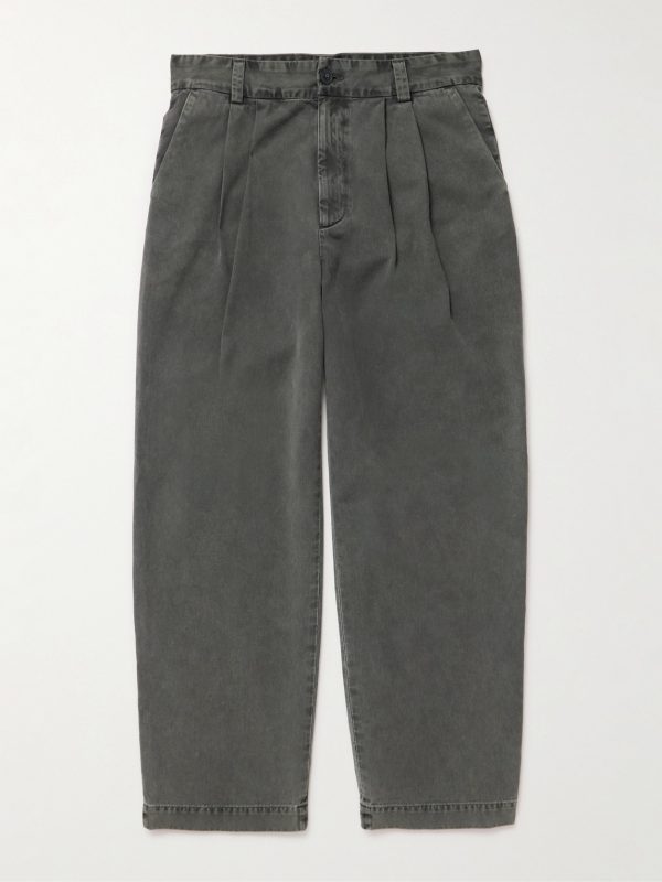Slater Tapered Pleated Cotton-Twill Trousers Slater Tapered Pleated Cotton-Twill Trousers