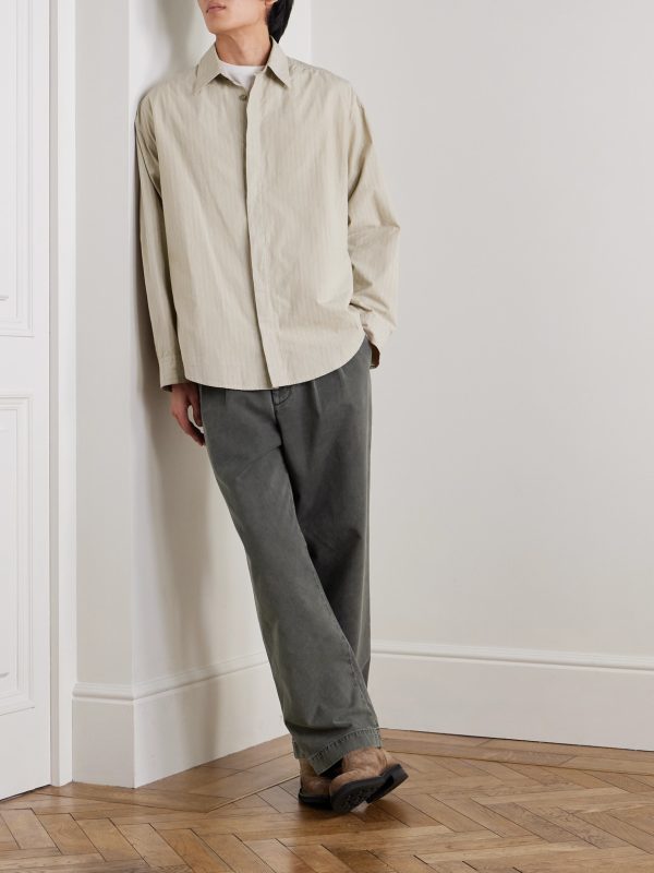 Slater Tapered Pleated Cotton-Twill Trousers - OU Slater Tapered Pleated Cotton-Twill Trousers - OU