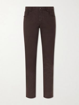 Slim-Fit Straight-Leg Cotton-Blend Twill Trousers Slim-Fit Straight-Leg Cotton-Blend Twill Trousers