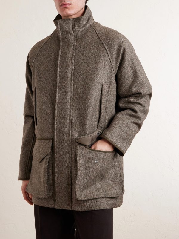 Leather-Trimmed Wool Tweed Field Jacket - FR Leather-Trimmed Wool Tweed Field Jacket - FR