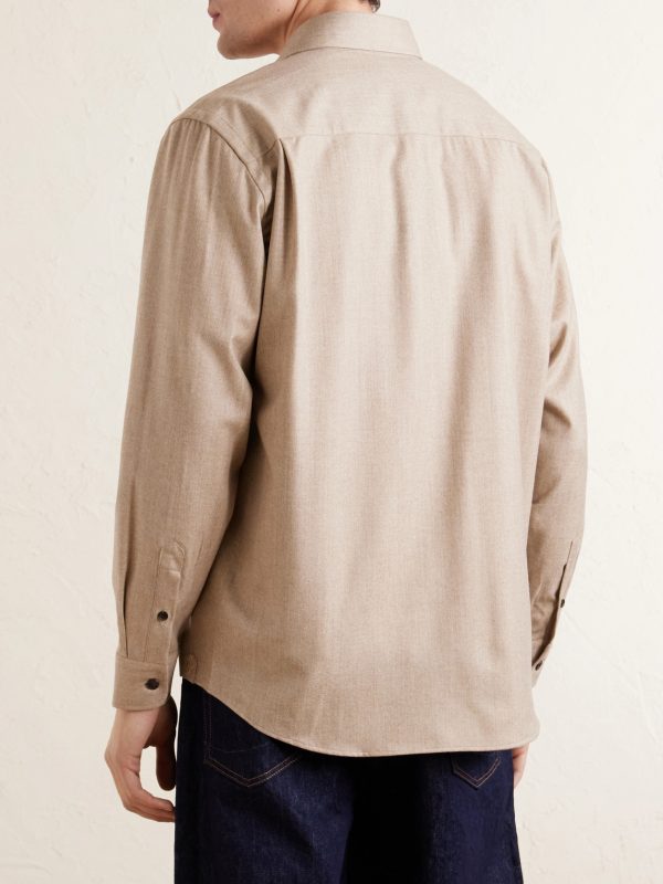 Cutaway-Collar Wool and Cashmere-Blend Shirt - BK Cutaway-Collar Wool and Cashmere-Blend Shirt - BK