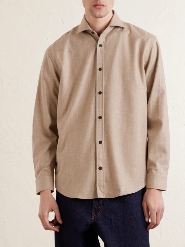 Cutaway-Collar Wool and Cashmere-Blend Shirt - FR Cutaway-Collar Wool and Cashmere-Blend Shirt - FR