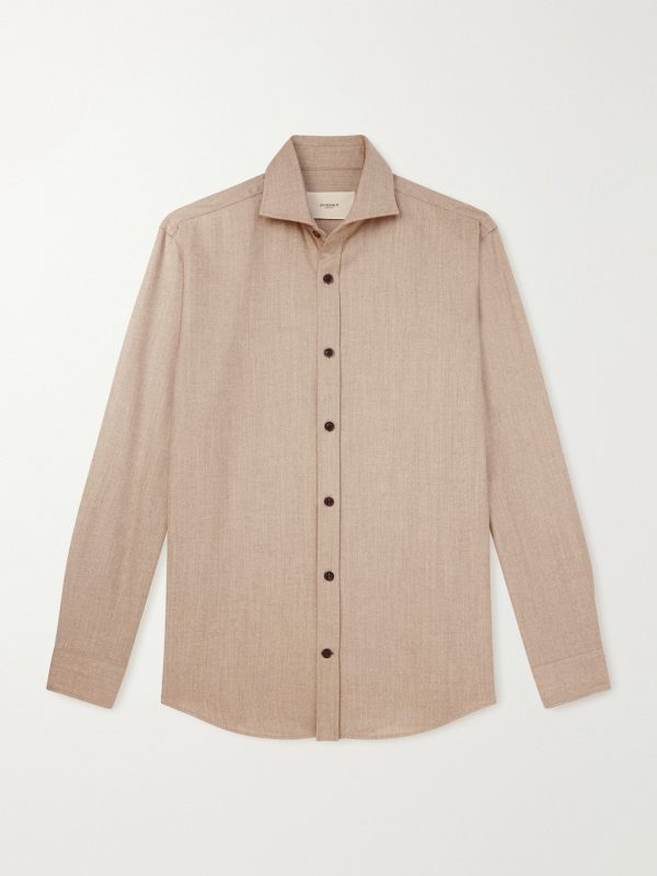 Cutaway-Collar Wool and Cashmere-Blend Shirt Cutaway-Collar Wool and Cashmere-Blend Shirt