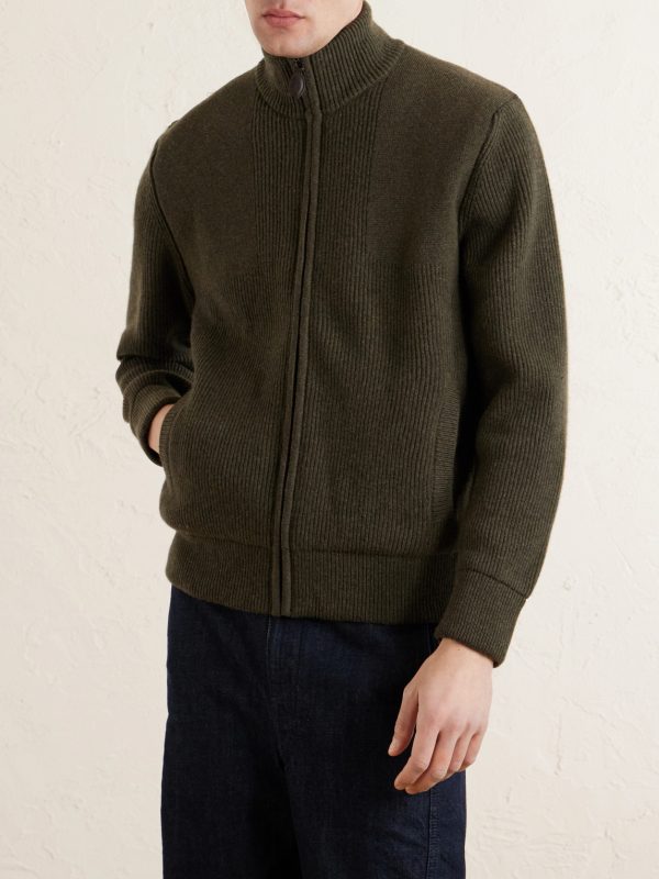 Orkney Ribbed-Knit Wool Zip-Up Cardigan - FR