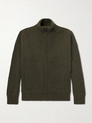 Orkney Ribbed-Knit Wool Zip-Up Cardigan