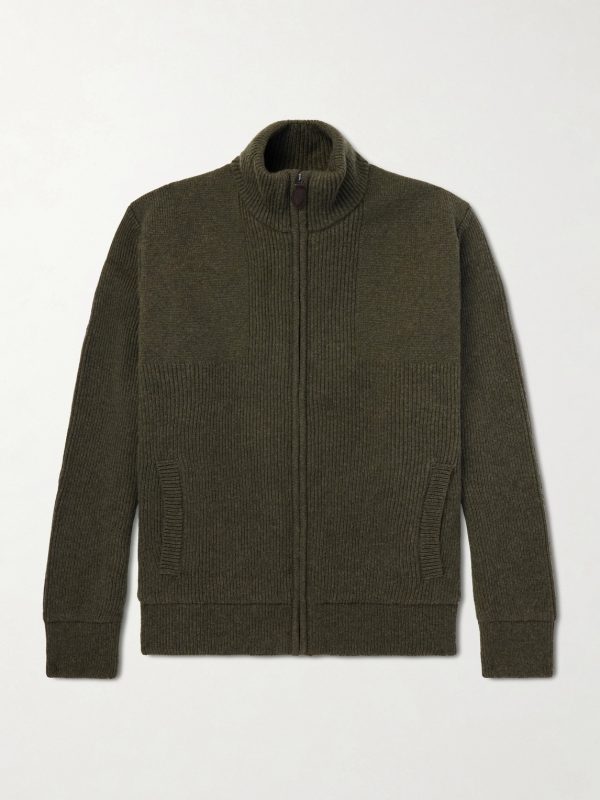 Orkney Ribbed-Knit Wool Zip-Up Cardigan