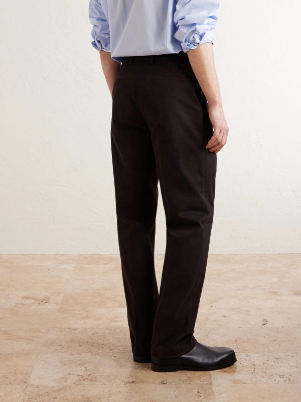 Straight-Leg Stretch Cotton-Twill Trousers - BK Straight-Leg Stretch Cotton-Twill Trousers - BK