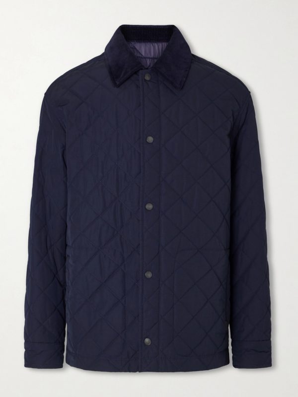Cotton Corduroy-Trimmed Padded Quilted Shell Jacket Cotton Corduroy-Trimmed Padded Quilted Shell Jacket