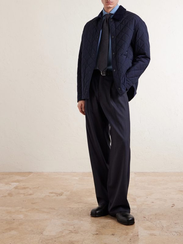 Cotton Corduroy-Trimmed Padded Quilted Shell Jacket - OU Cotton Corduroy-Trimmed Padded Quilted Shell Jacket - OU