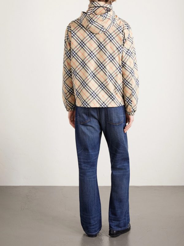 Hooded Checked Shell Jacket - BK Hooded Checked Shell Jacket - BK