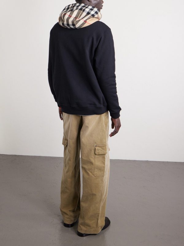 Checked Cotton-Jersey Zip-Up Hoodie - BK Checked Cotton-Jersey Zip-Up Hoodie - BK