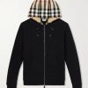 Checked Cotton-Jersey Zip-Up Hoodie Checked Cotton-Jersey Zip-Up Hoodie