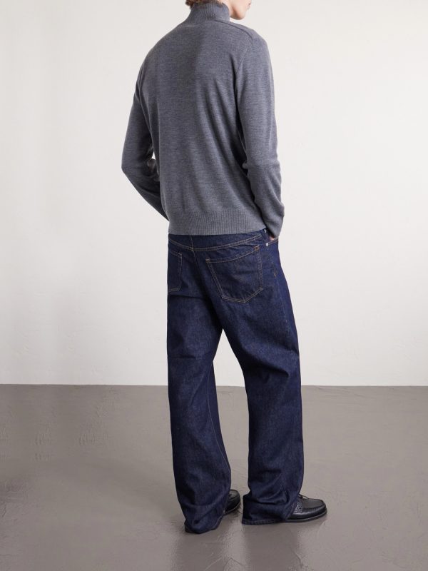 Checked Wool Half-Zip Sweater - BK Checked Wool Half-Zip Sweater - BK