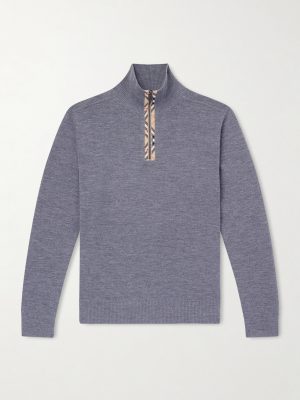 Checked Wool Half-Zip Sweater